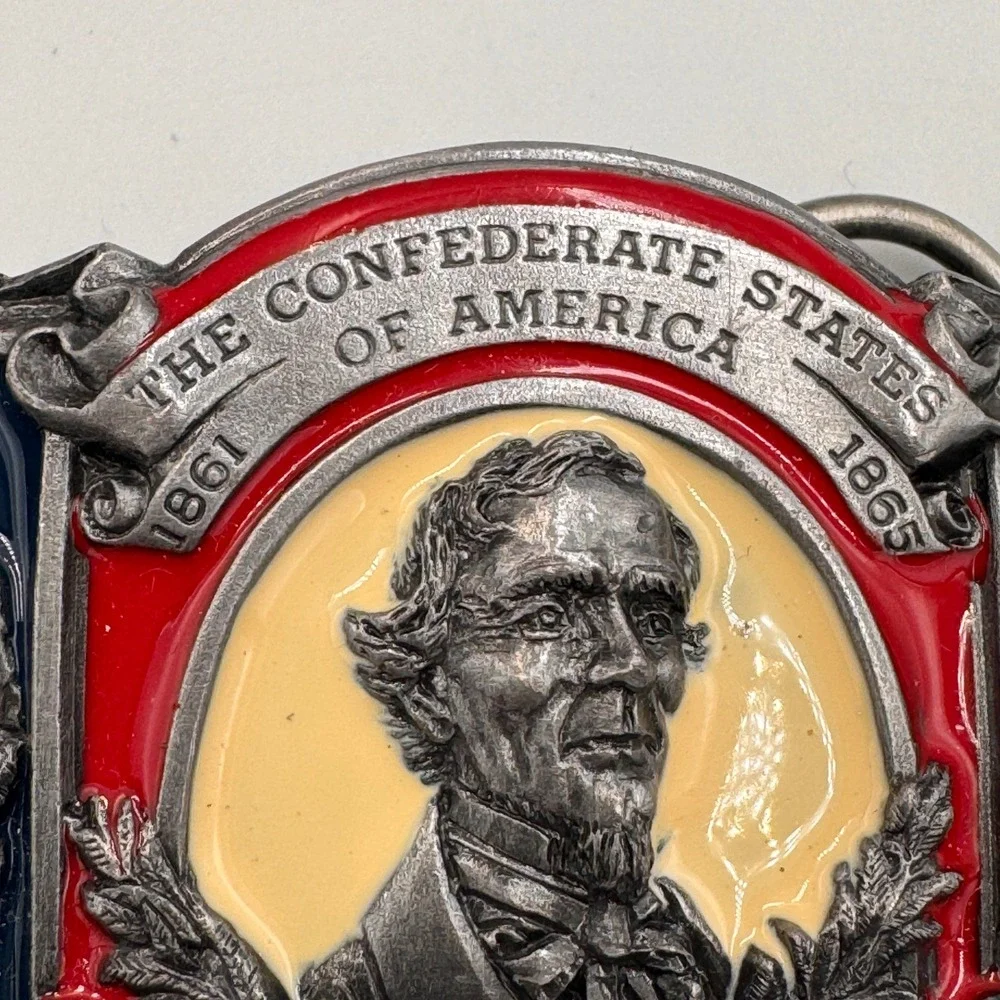 Vintage 1983 Bergamot CSA Belt Buckle Jefferson Davis Lee Jackson Civil War A-52